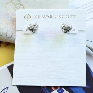 New Kendra Scott White CZ Holland Heart Stud Earrings Silver
